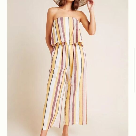 New Anthro Seafolly Talia Striped Cropped Pants
